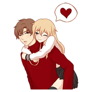 ❤️ Anime, Pasangan, Cinta, Romantis, Kartun, Gendong whatsapp sticker