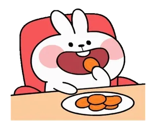 🥞 кролик, милый, еда, мультфильм, ест, животное telegram sticker