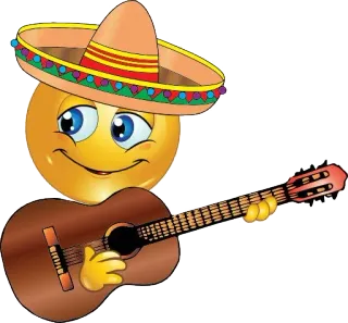 🎤 emoji, sombrero, guitar, mexican, music, celebration whatsapp sticker