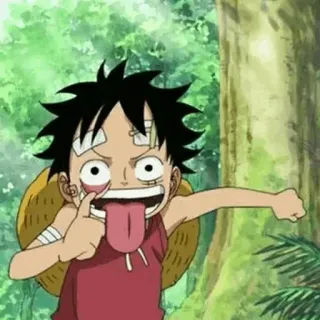 👒 Monkey D. Luffy One Piece luffy, anime, one piece, słomkowy kapelusz, język, kreskówka telegram sticker