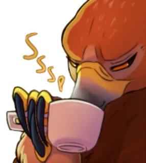 ☕️ Ssssssp chá, bebendo, pássaro, animal, copo whatsapp sticker