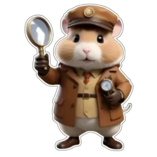 🐹 hamster, detective, magnifying glass, investigator, cartoon, animal, cute telegram sticker