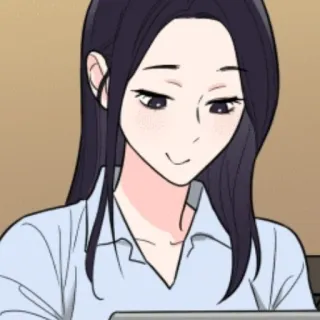 🖤 mulher, desenho animado, escritório, menina, anime, sorriso whatsapp sticker