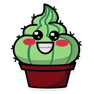 💩 kaktus, roślina, kawaii, uroczy, kreskówka, uśmiechnięta buźka, doniczka telegram sticker