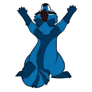 🦝 енот, мультфильм, животное, синий, милый, пушистый telegram sticker