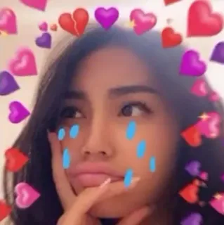 🥺 weinen, traurig, herzen, mädchen, frau, filter whatsapp sticker