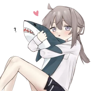 💕 anime, shark, cute, girl, kawaii telegram sticker