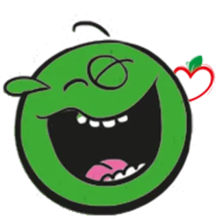 😂 hijau, buah, wajah, kartun, tersenyum, senang telegram sticker