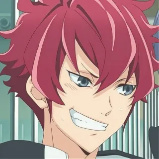 ⛸️ Anime, Charakter, rote Haare, Grinsen, männlich whatsapp sticker