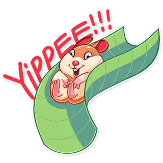 🎉 Yippee!!! hamster, cute, cartoon, happy, joyful, slide telegram sticker