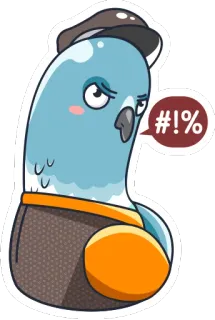 😠 #!% piccione, arrabbiato, parolacce, uccello, cartone animato, adesivo telegram sticker