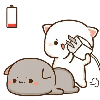 💈 милый, кот, батарея, энергия, мультик, зарядка telegram sticker