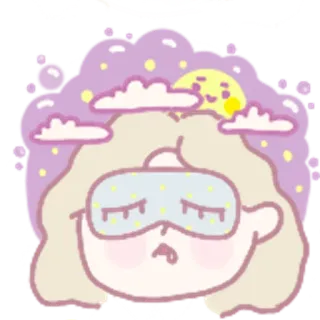 😴 sono, sonho, noite, lua, nuvens, cansado, máscara de dormir telegram sticker