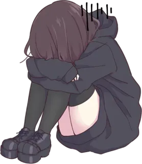 😢 Anime, Triste, Fille, Pleurs, Émotionnel telegram sticker