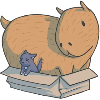 😛 animal, cartoon, cute, box, cat telegram sticker