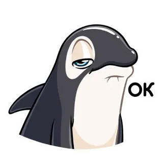 👌 OK 범고래, 고래, OK, 동의, 승인, 동물, 해양 포유류 telegram sticker