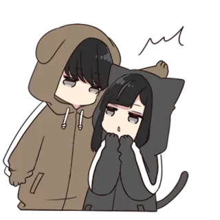 ☺️ pareja, dibujos animados, perro, gato, anime, lindo, sudaderas telegram sticker