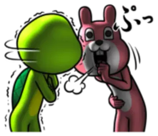 🗣 ぷっ tortuga, conejo, dibujos animados, vergüenza, shock, gracioso whatsapp sticker