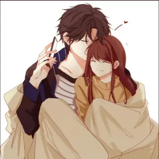 ❤️ Anime, Paar, Liebe, Decke, Zusammen, Gemütlich telegram sticker