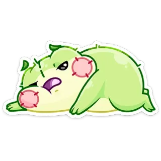 🫠 słodkie, wyczerpany, kreskówka, zwierzę, naklejka, postać, zmęczony, roślina telegram sticker