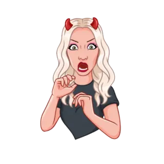 😳 diabeł, kreskówka, blondynka, zły, naklejka telegram sticker