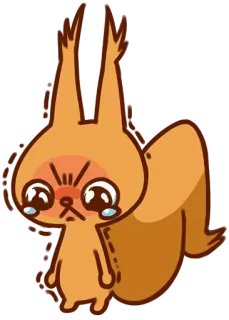😢 Kreskówka, Smutny, Wiewiórka, Płaczący, Zły, Zdenerwowany telegram sticker