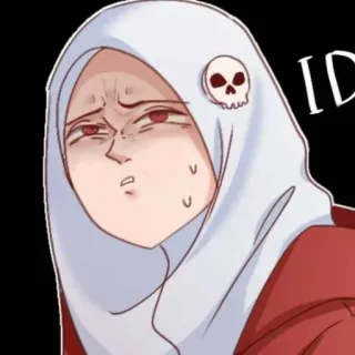 ℹ️ IDK Kartun, Wanita, Hijab, Ekspresi, Tidak yakin, Tengkorak, Gak tahu telegram sticker