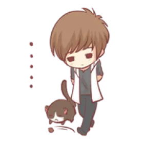 🐱 Chibi, Estilo anime, Fofo, Menino, Gato, Desenho animado telegram sticker