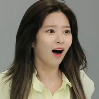 😑 mujer, sorprendida, impactada, retrato, coreana, asiática, expresión facial telegram sticker