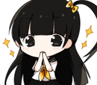 ✨ anime, chibi, girl, cute, yellow, school uniform, sparkle whatsapp sticker