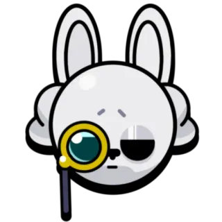 👴 兔子, 单片眼镜, 可爱, 卡通, 动物, 白色, 小兔子 telegram sticker