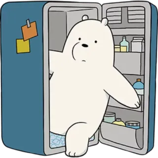 😐 Ice Bear We Bare Bears Cartoon, Bär, Eisbär, Kühlschrank, We Bare Bears, Tier whatsapp sticker