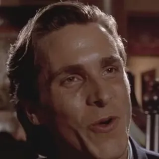 😠 Patrick Bateman American Psycho American Psycho, Patrick Bateman, Christian Bale, Film, Charakter, 80er, Finanzen, Geschäftsmann telegram sticker