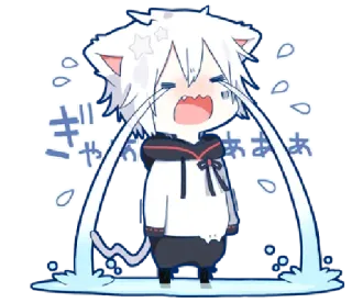😭 ぎゃああ anime, crying, cat ears, kawaii, sad, tears whatsapp sticker