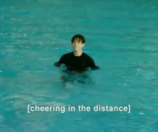 ▫ [cheering in the distance] esultanza, acqua, piscina, persona, nuoto whatsapp sticker