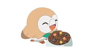 😝 Rowlet Pokemon, anime, cute, owl, food telegram sticker