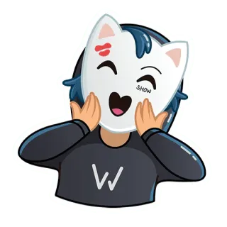 🎭 SHOW маска кошки, аниме, манга, каваий, мультфильм, милый whatsapp sticker