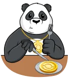 🍴 팬더, 먹기, 금, 테이블, 음식, 동전 telegram sticker
