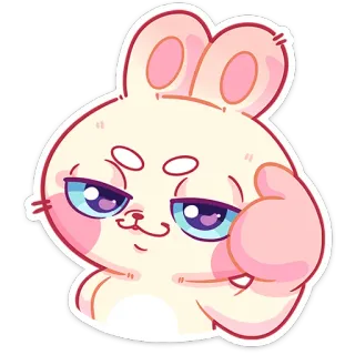 🧠 うさぎ, マンガ, かわいい, 動物, カワイイ, バニー, キャラクター, ピンク telegram sticker