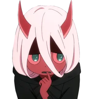 🙄 Zero Two Darling in the Franxx anime, manga, horns, cute, chibi telegram sticker