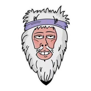 😙 การ์ตูน, ผู้ชาย, ที่คาดผม, ใบหน้า, เครา, ตัวละคร, ตลก, ภาพวาด telegram sticker