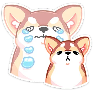 🐕 강아지, 댕댕이, 동물, 귀여운, 만화, 슬픈 telegram sticker