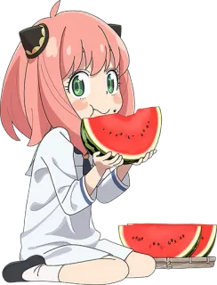 🍉 Anya Anime, Mignon, Pastèque, Fille, Manger, Spy x Family telegram sticker
