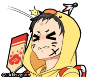 🤕 @stickerzgram Anime, Dibujos animados, Pato, Sudadera con capucha, Sorprendido, Pegatina telegram sticker