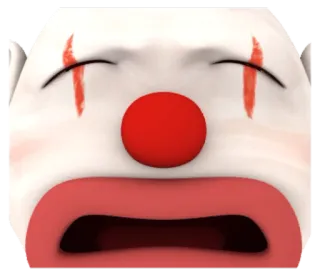 😫 клоун, грустный, макияж, лицо, красный нос, открытый рот telegram sticker