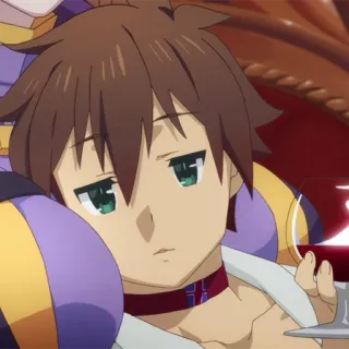 🛡 Kazuma Satou Konosuba 动漫, 异世界, 懒, 葡萄酒, 休闲 telegram sticker
