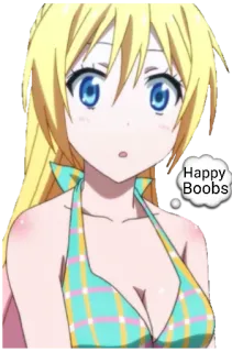 💙 Happy Boobs anime, girl, bikini, cartoon, humor telegram sticker