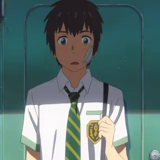 🍣 Taki Tachibana Your Name Anime, Personnage, Homme, Uniforme scolaire, Taki Tachibana telegram sticker
