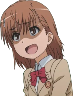 😅 Misaka Mikoto A Certain Scientific Railgun อนิเมะ, ผู้หญิง, สีหน้า, ชุดนักเรียน telegram sticker