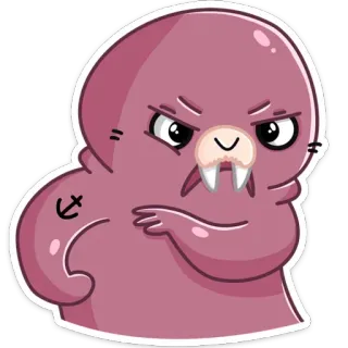 😡 Morse, Dessin animé, Tatouage ancre, Animal, Autocollant, En colère, Mammifère telegram sticker